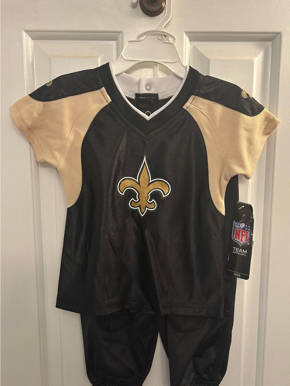 NFL Kids Black and Gold New Orleans Saints Short Sleeve Jersey & Pants 2pc Set